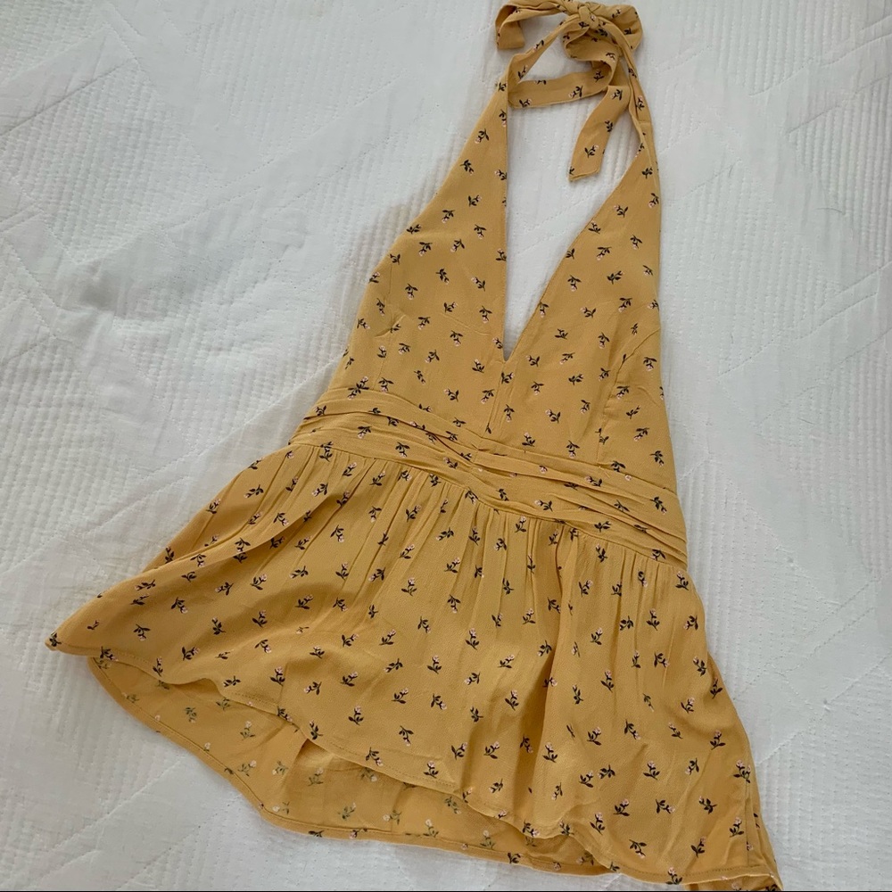 American Eagle mustard yellow halter top